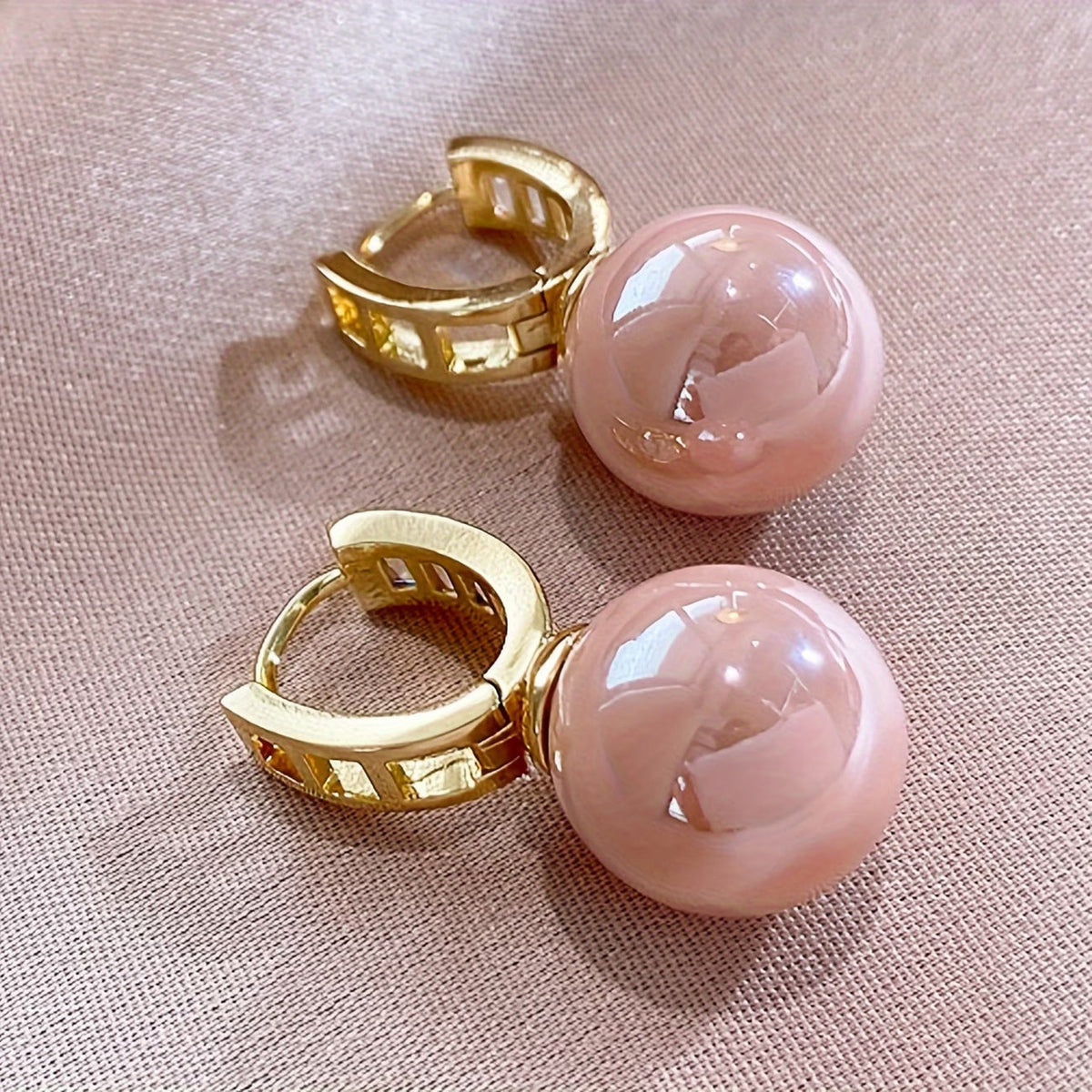 Σκουλαρίκια με ροζ πέρλα