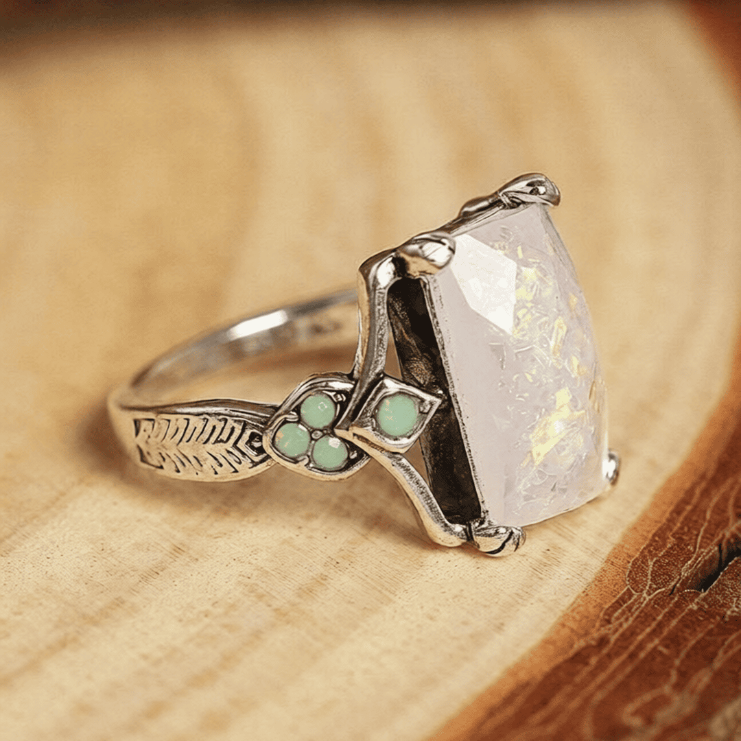 Ρόδινο Δαχτυλίδι με Λευκό Όπαλ