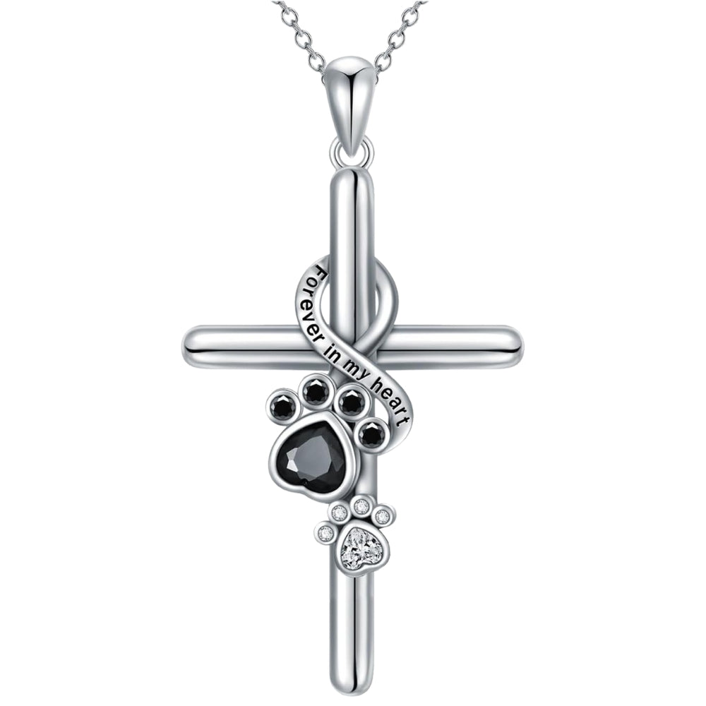 Κολιέ με Πατούσα και Σταυρό σε Ασημί Sterling 925