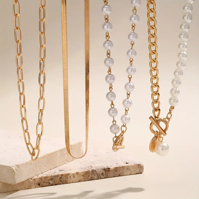 Σετ Κολιέ με Στρώσεις και Σύγχρονες Πέρλες