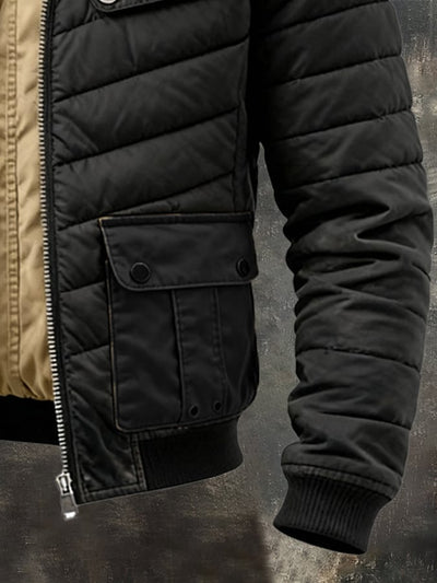 Ζεστό ανδρικό πλεκτό μπουφάν με φερμουάρ και τσέπες