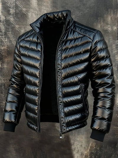 Ανδρικό εξωτερικό μπουφάν ρετρό, ζεστά επενδεδυμένο, με τσέπες