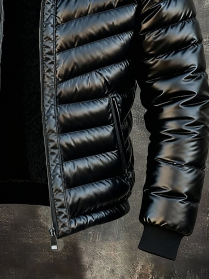 Ανδρικό εξωτερικό μπουφάν ρετρό, ζεστά επενδεδυμένο, με τσέπες