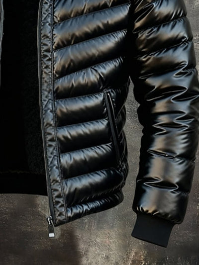 Ανδρικό εξωτερικό μπουφάν ρετρό, ζεστά επενδεδυμένο, με τσέπες