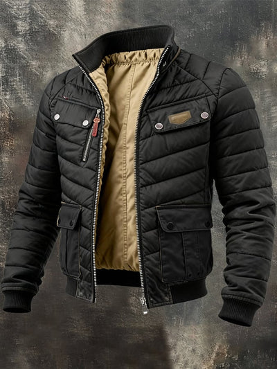 Ζεστό ανδρικό πλεκτό μπουφάν με φερμουάρ και τσέπες