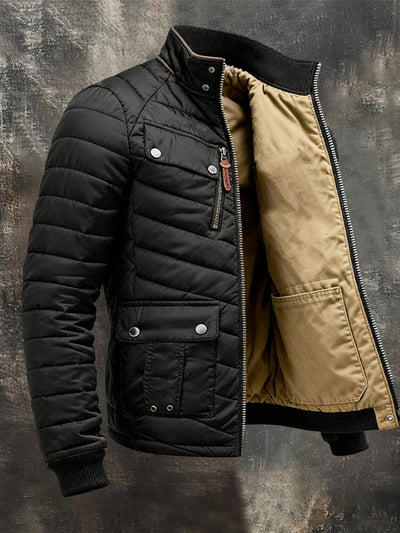 Ζεστό ανδρικό πλεκτό μπουφάν με φερμουάρ και τσέπες