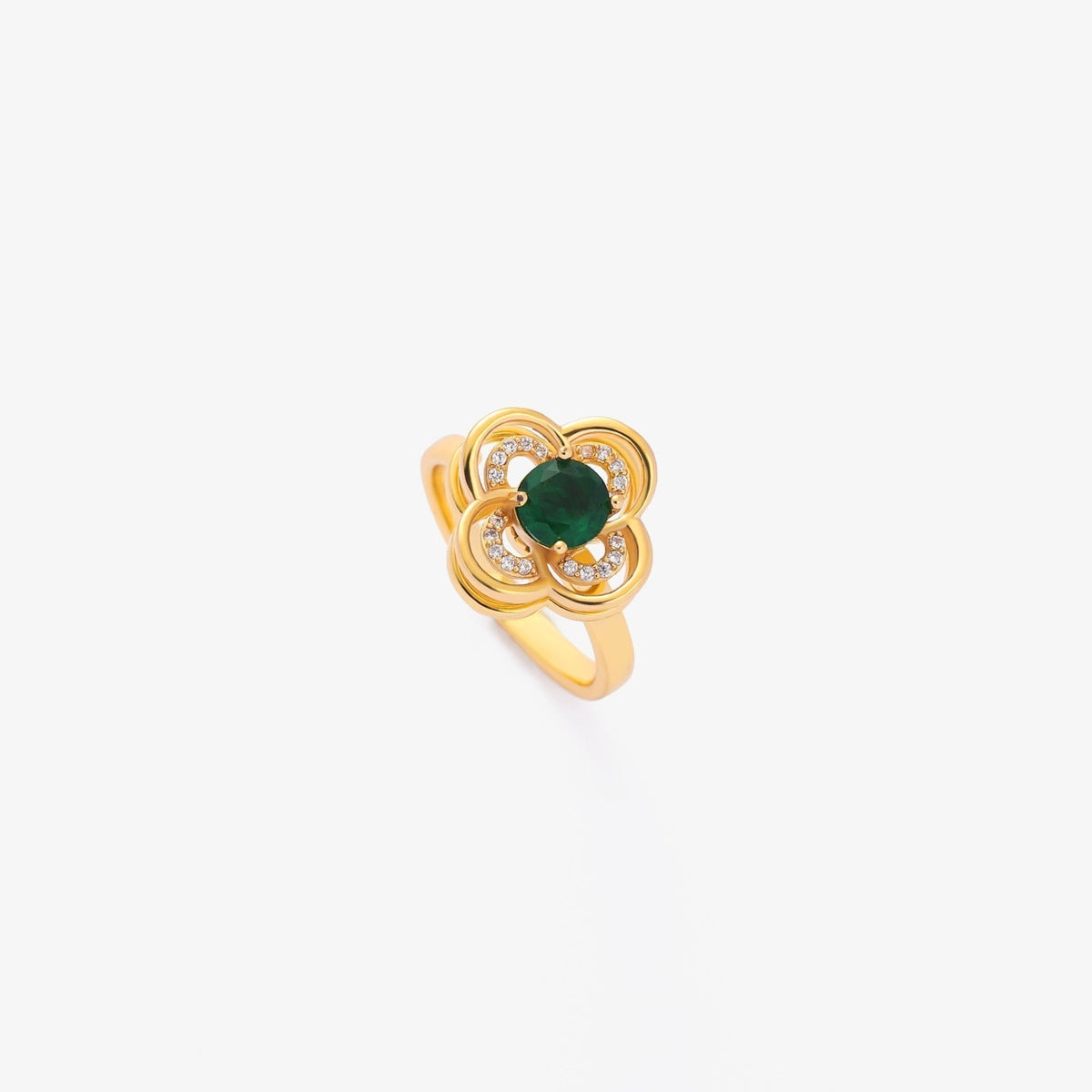 Tessa™ - Δαχτυλίδι Clover Halo με σμαράγδι Χρυσό