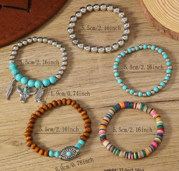 Mirella™ - Συλλογή Βραχιολιών Boho με Τυρκουάζ Χάντρες