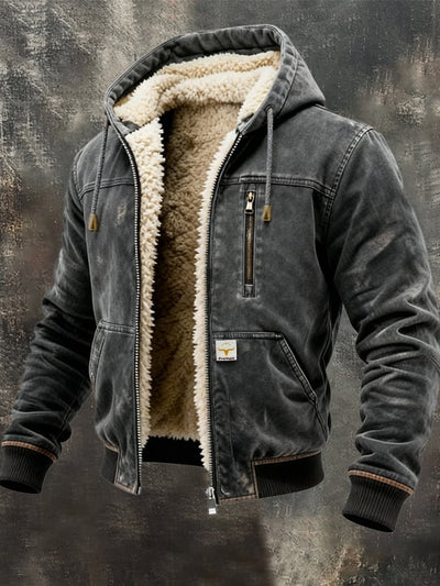 Ανδρικό ρετρό μπουφάν βαμβακερό με φλις επένδυση