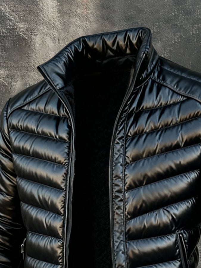 Ανδρικό εξωτερικό μπουφάν ρετρό, ζεστά επενδεδυμένο, με τσέπες