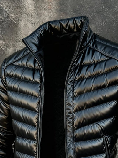 Ανδρικό εξωτερικό μπουφάν ρετρό, ζεστά επενδεδυμένο, με τσέπες