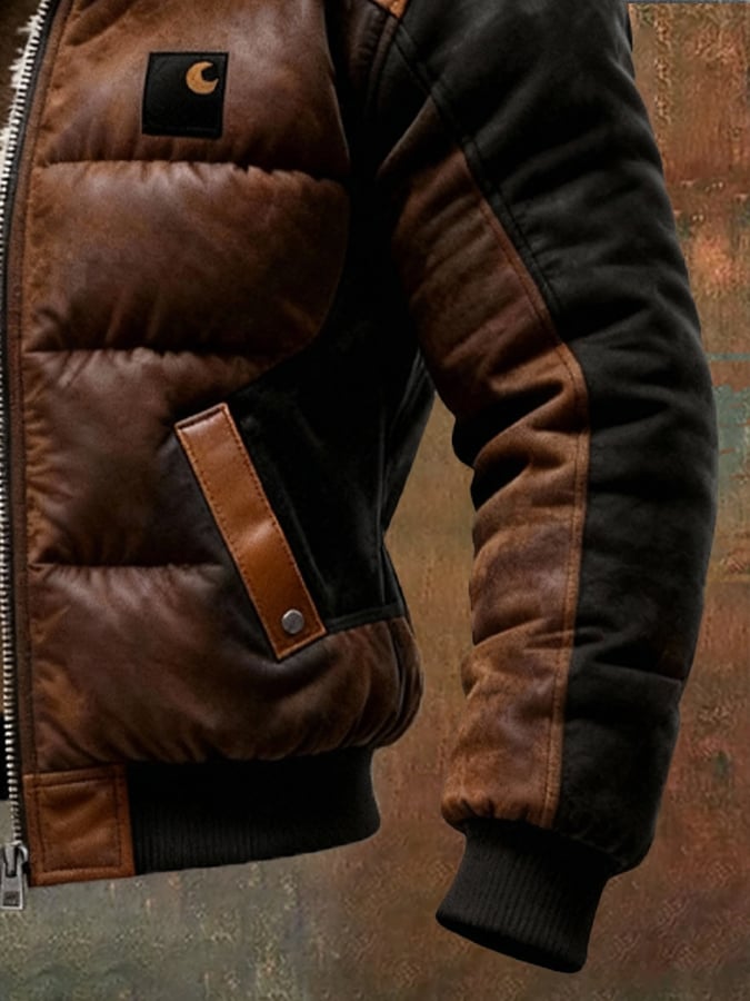 Ανδρικό ρετρό μπουφάν με διπλό κολάρο