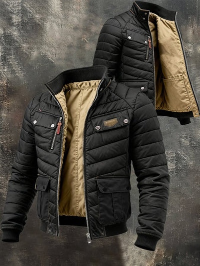 Ζεστό ανδρικό πλεκτό μπουφάν με φερμουάρ και τσέπες